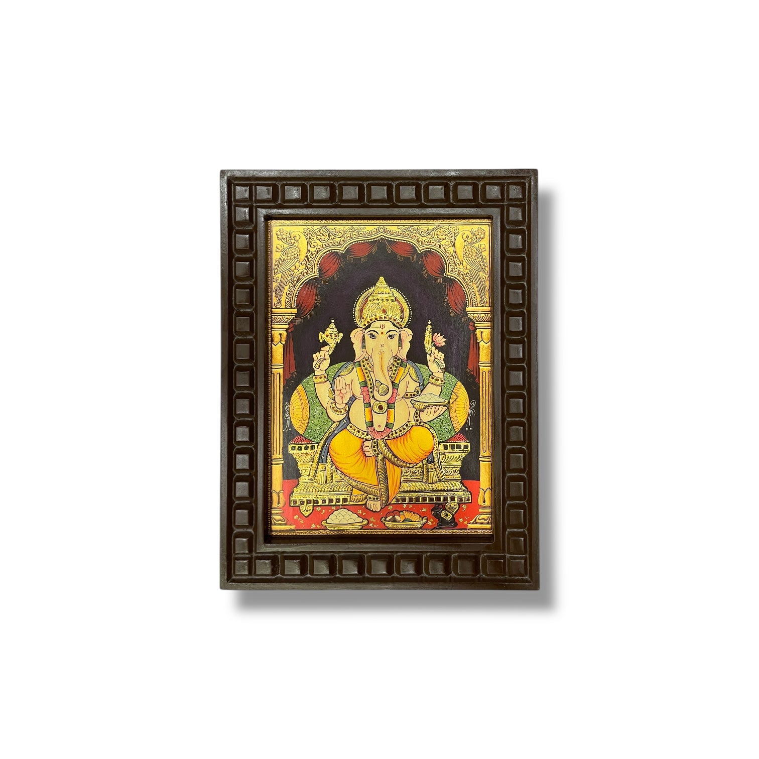 Shree Ganesha-4 Gold Leafed Art With Wooden Frame