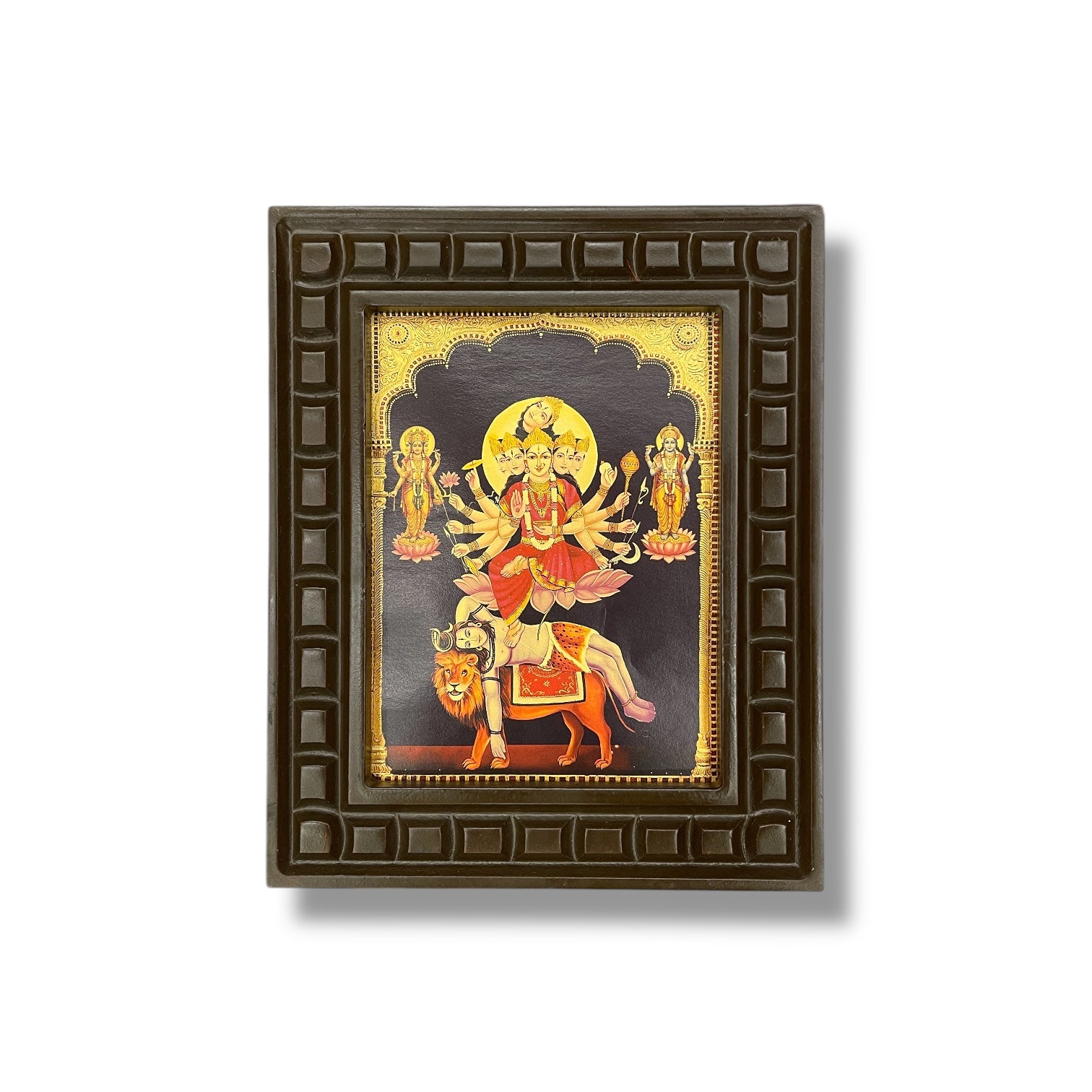Kamakya Devi Gold Leafed Art With Wooden Frame