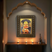 Kamakya Devi Gold Leafed Art With Wooden Frame