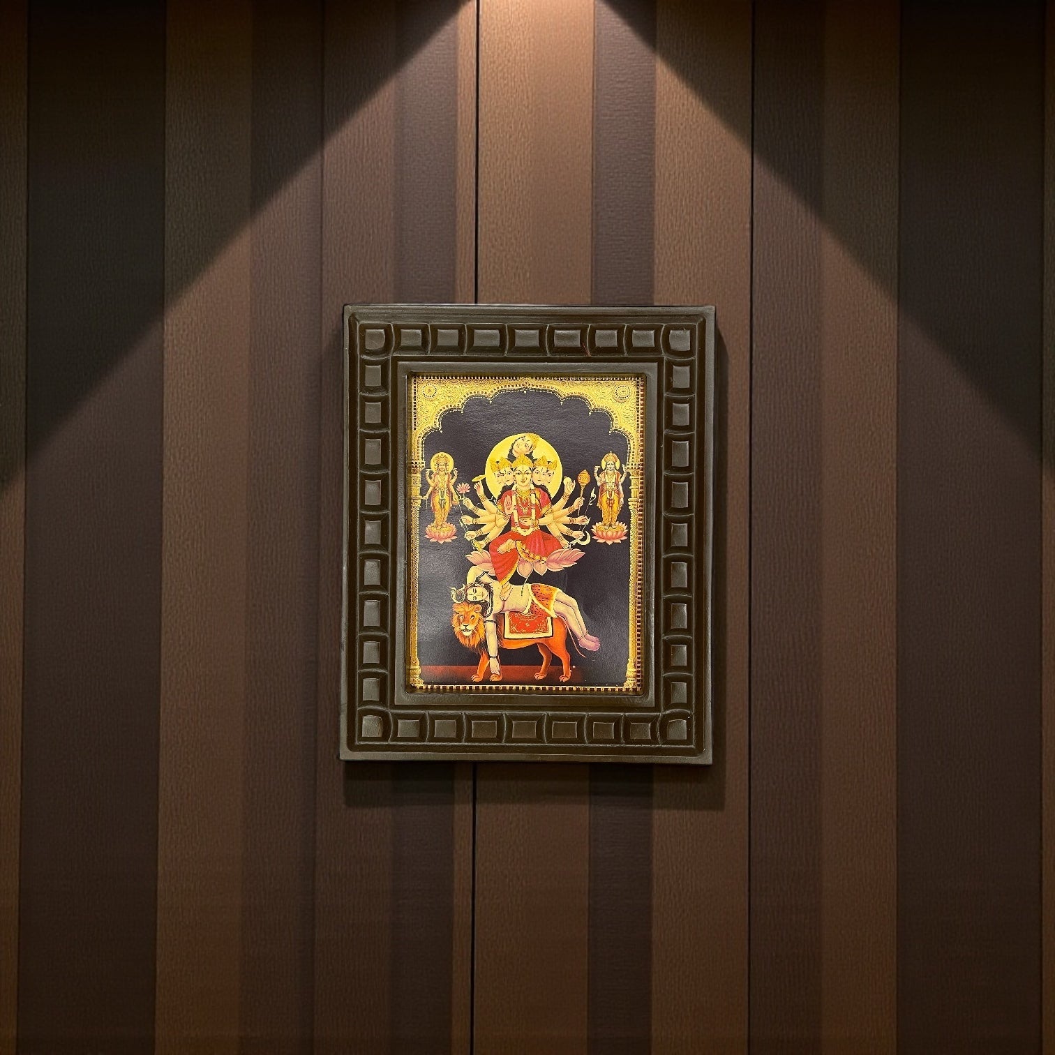 Kamakya Devi Gold Leafed Art With Wooden Frame