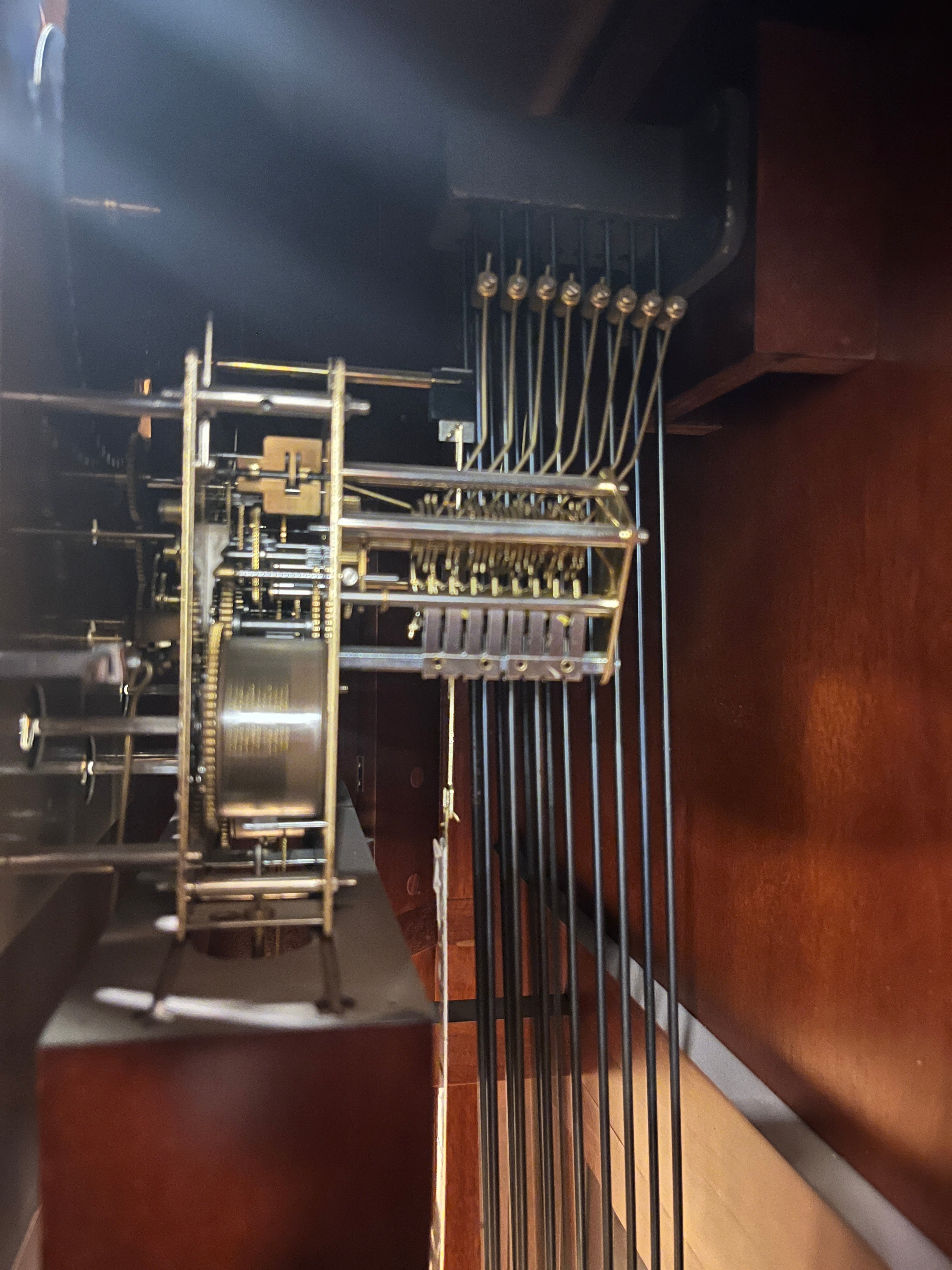 Original German Mechanical Grandfather Clock with Triple Chime, Moon Phase & Marquetry Work (88”)