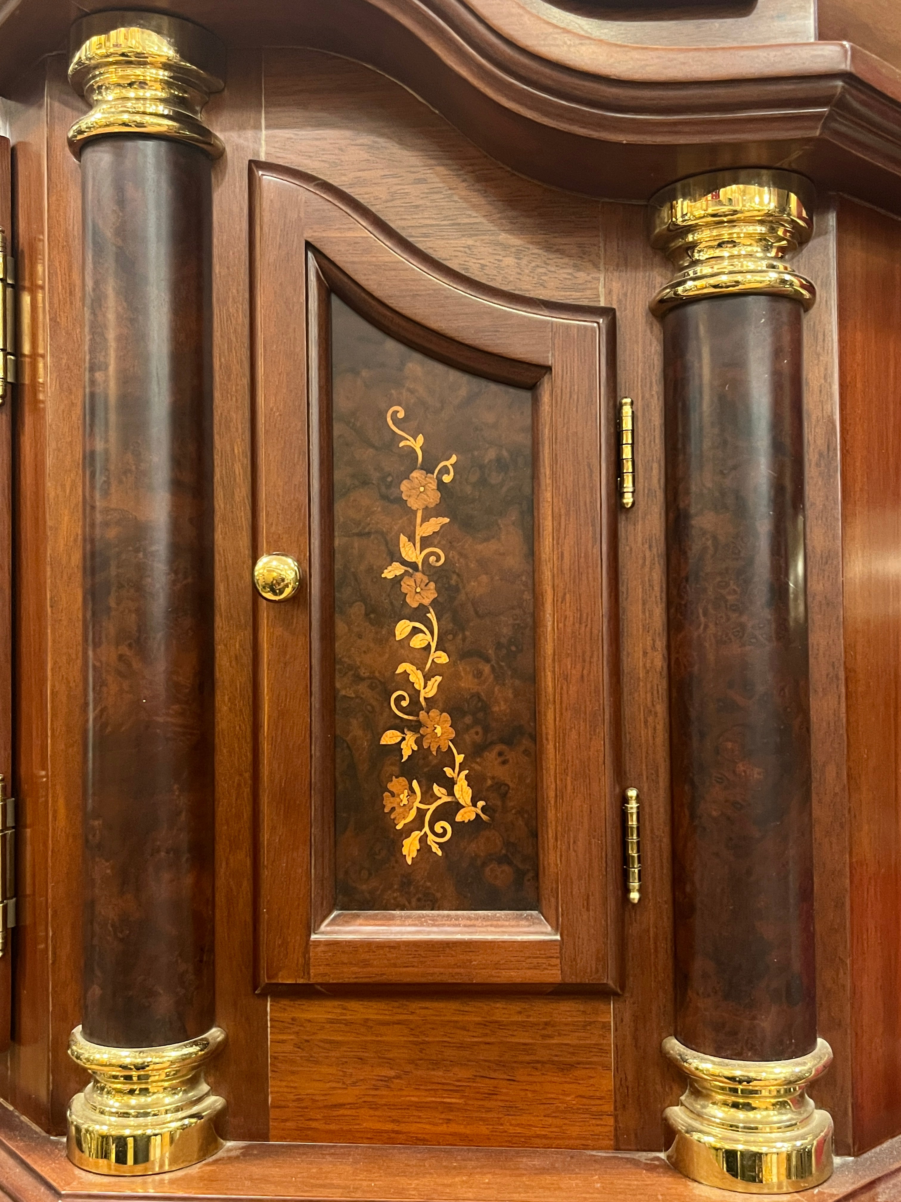 Original German Mechanical Grandfather Clock with Triple Chime, Moon Phase & Marquetry Work (88”)