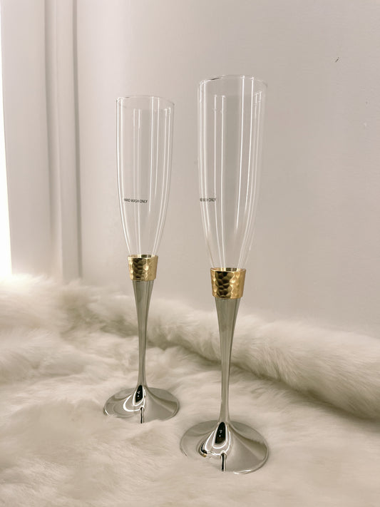 Luxurious Champagne glass in Silver Brass