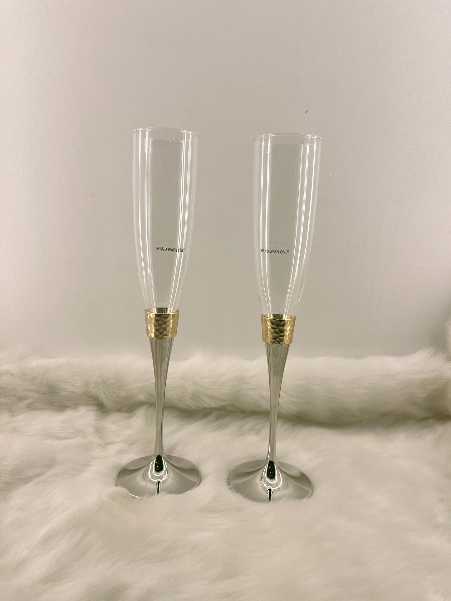 Luxurious Champagne glass in Silver Brass