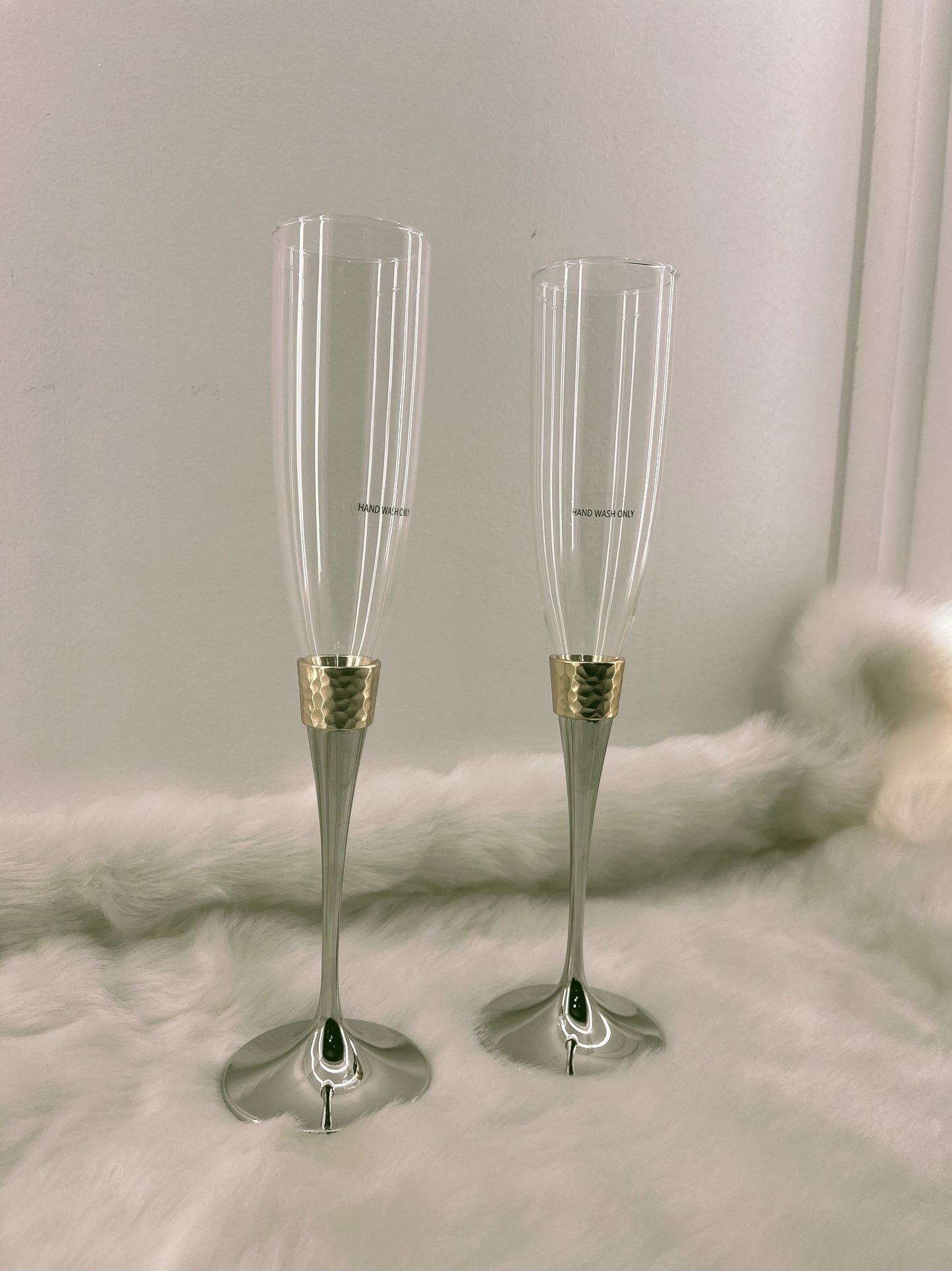 Luxurious Champagne glass in Silver Brass