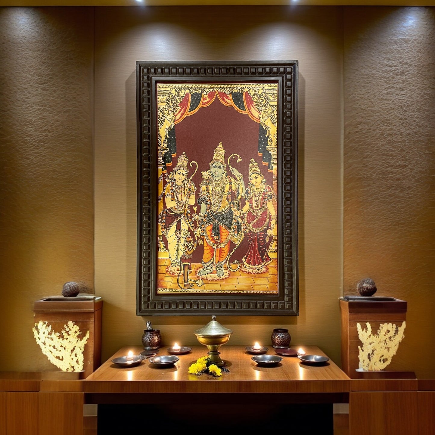 Gold Leafed Art Shri kodandarama Swami  With Wooden Frame