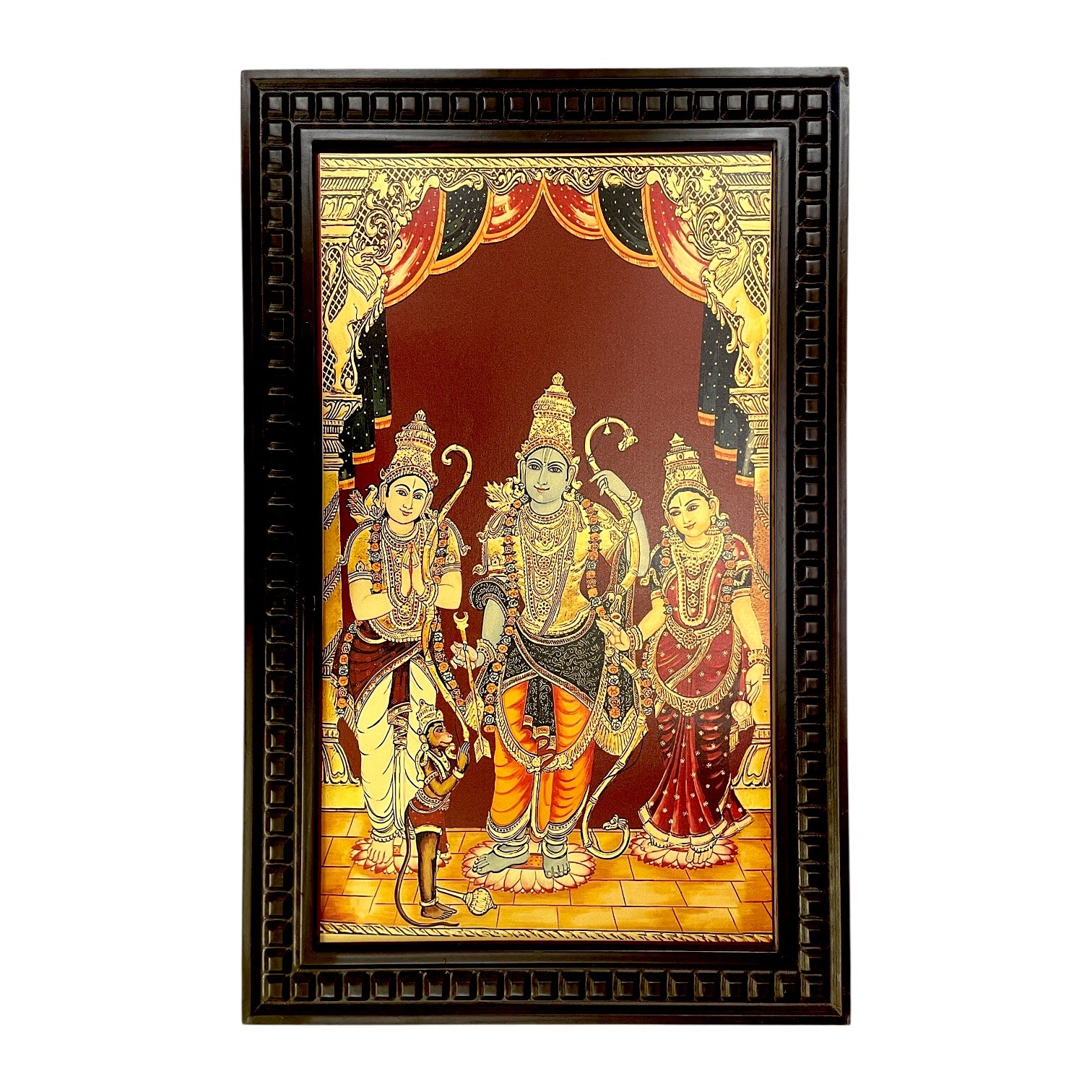 Shri kodandarama Swami Gold Leafed Art With Wooden Frame