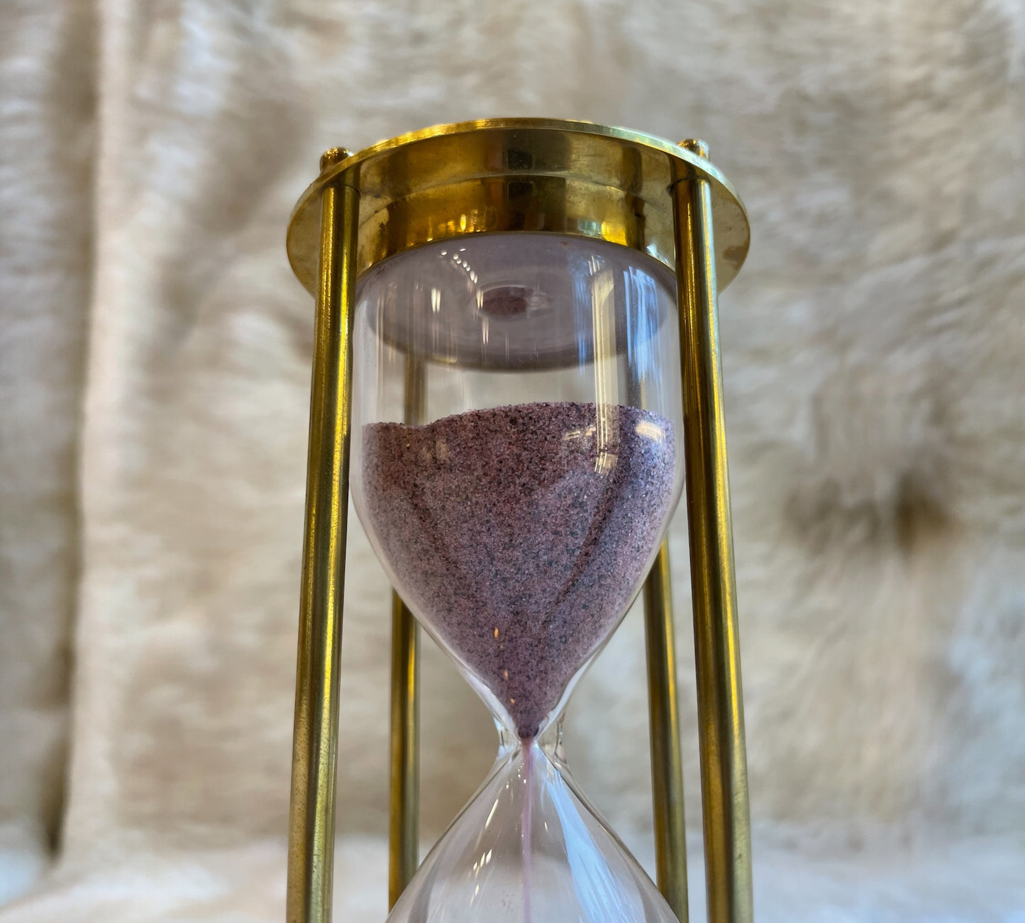 Antique Brass Sandtimer 5min time with Pink sand