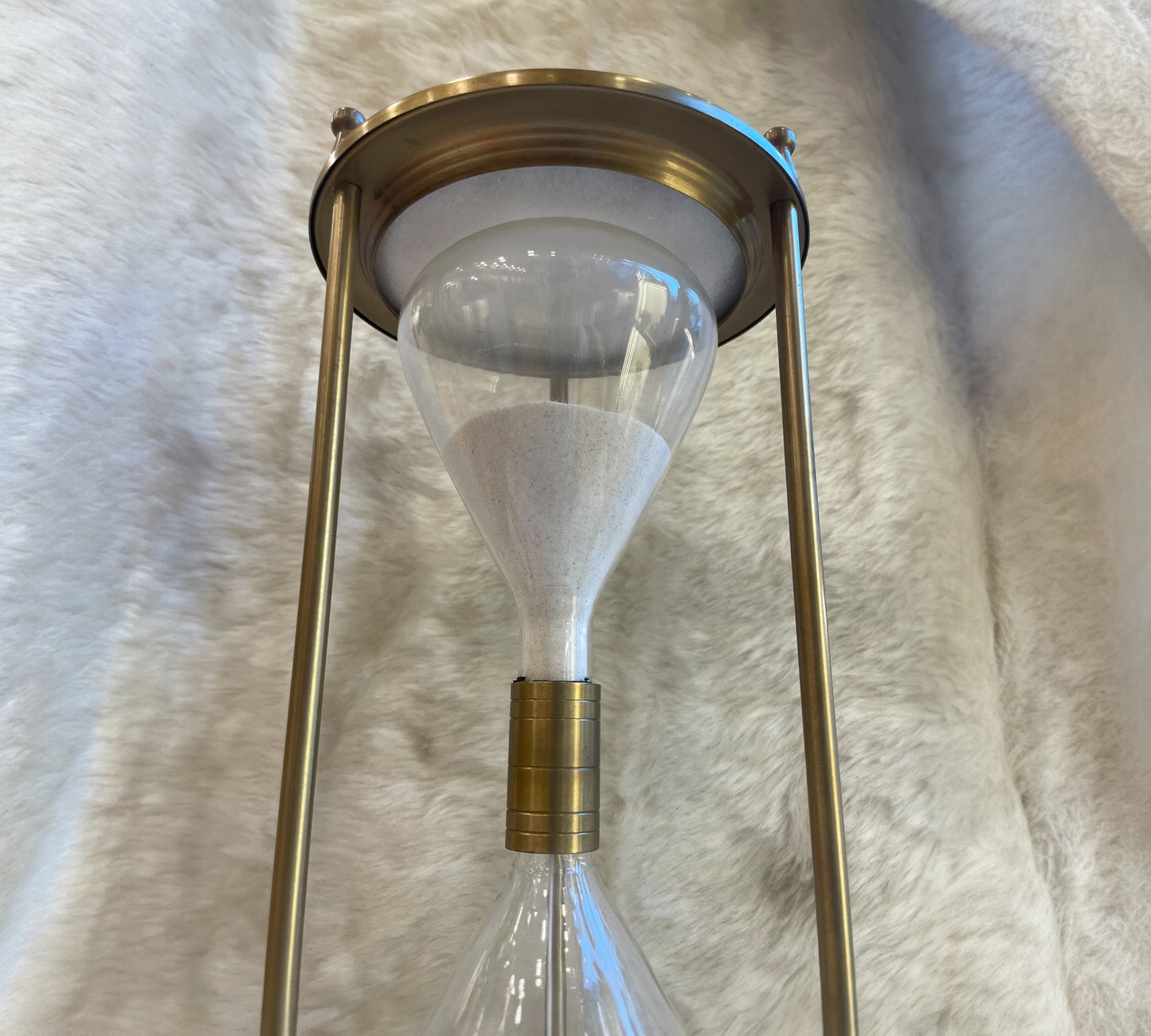 Brass Sand Timer with Compass and White Sand