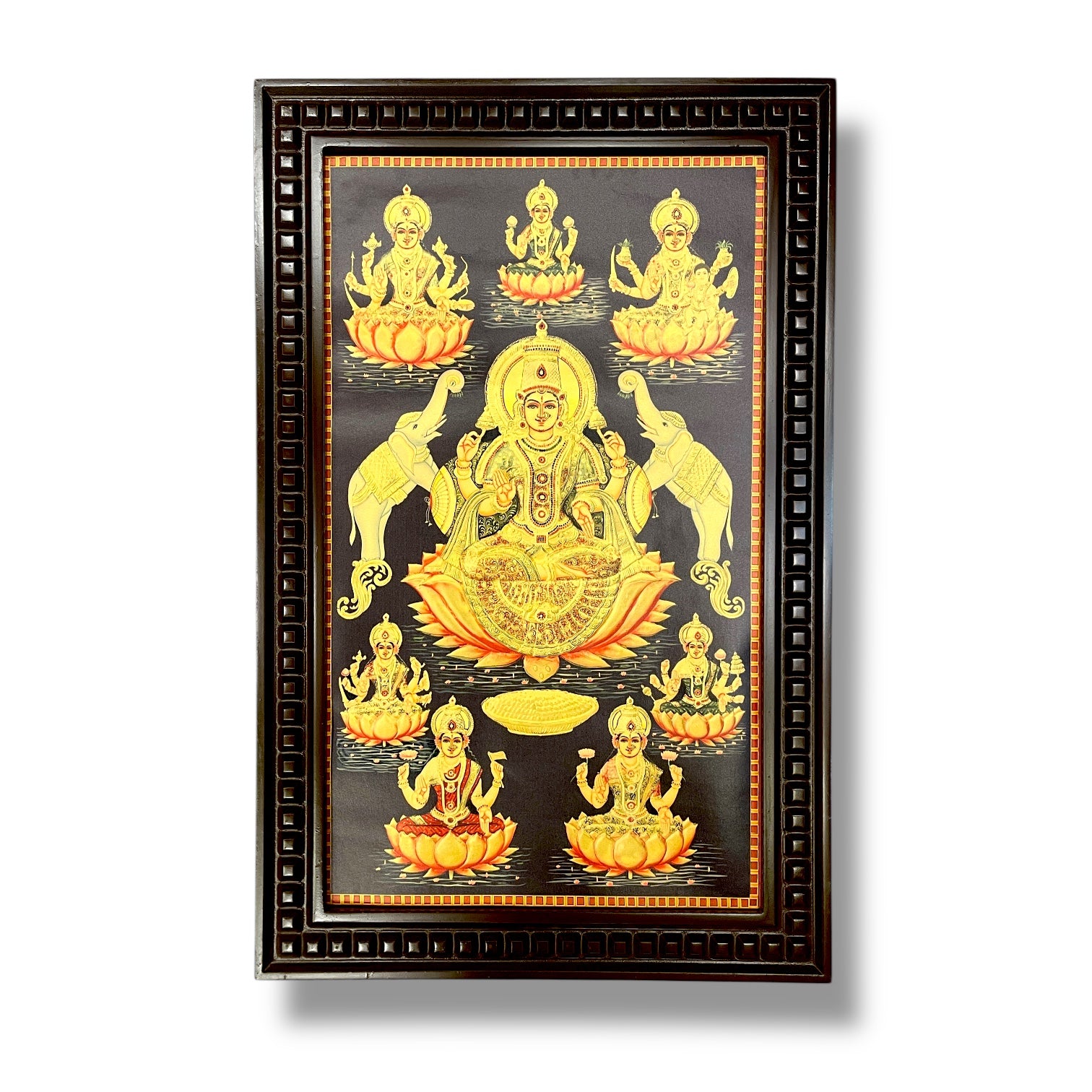 Astalakshmi -2 Gold Leafed Art  With Wooden Frame.