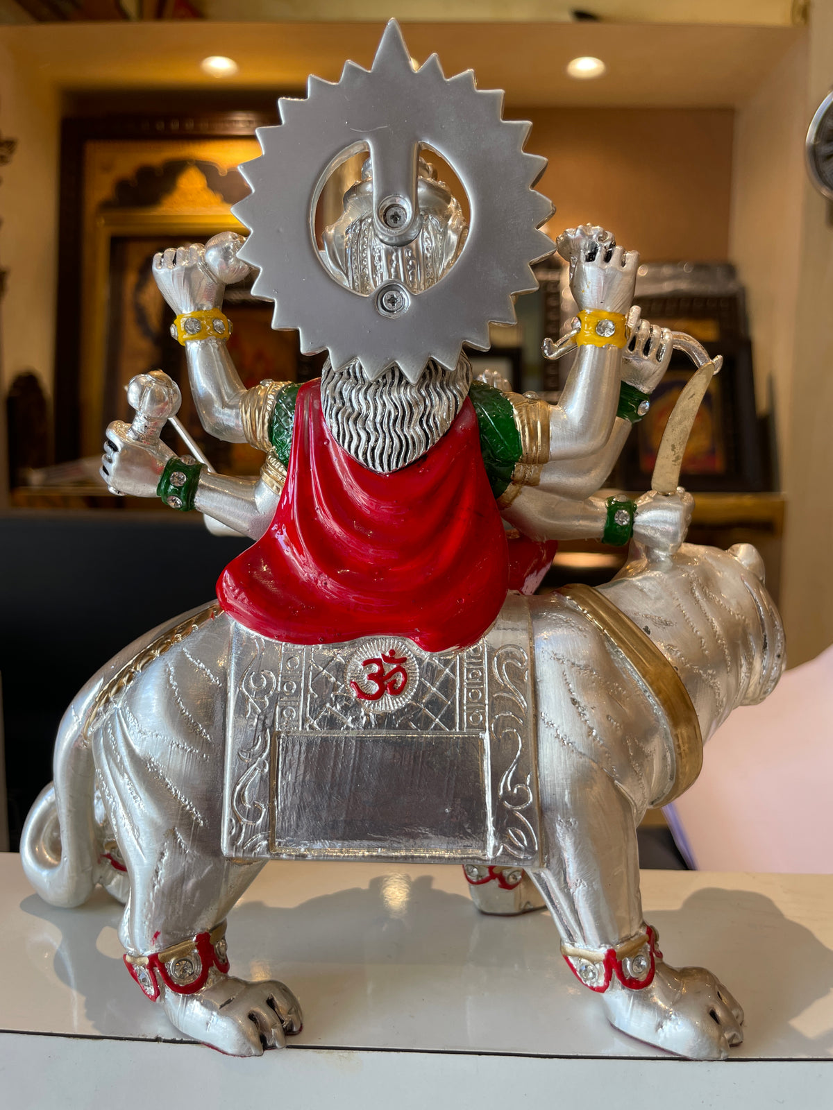 92.5 Sterling Silver Plated Durga Matha Idol with Enamel Work