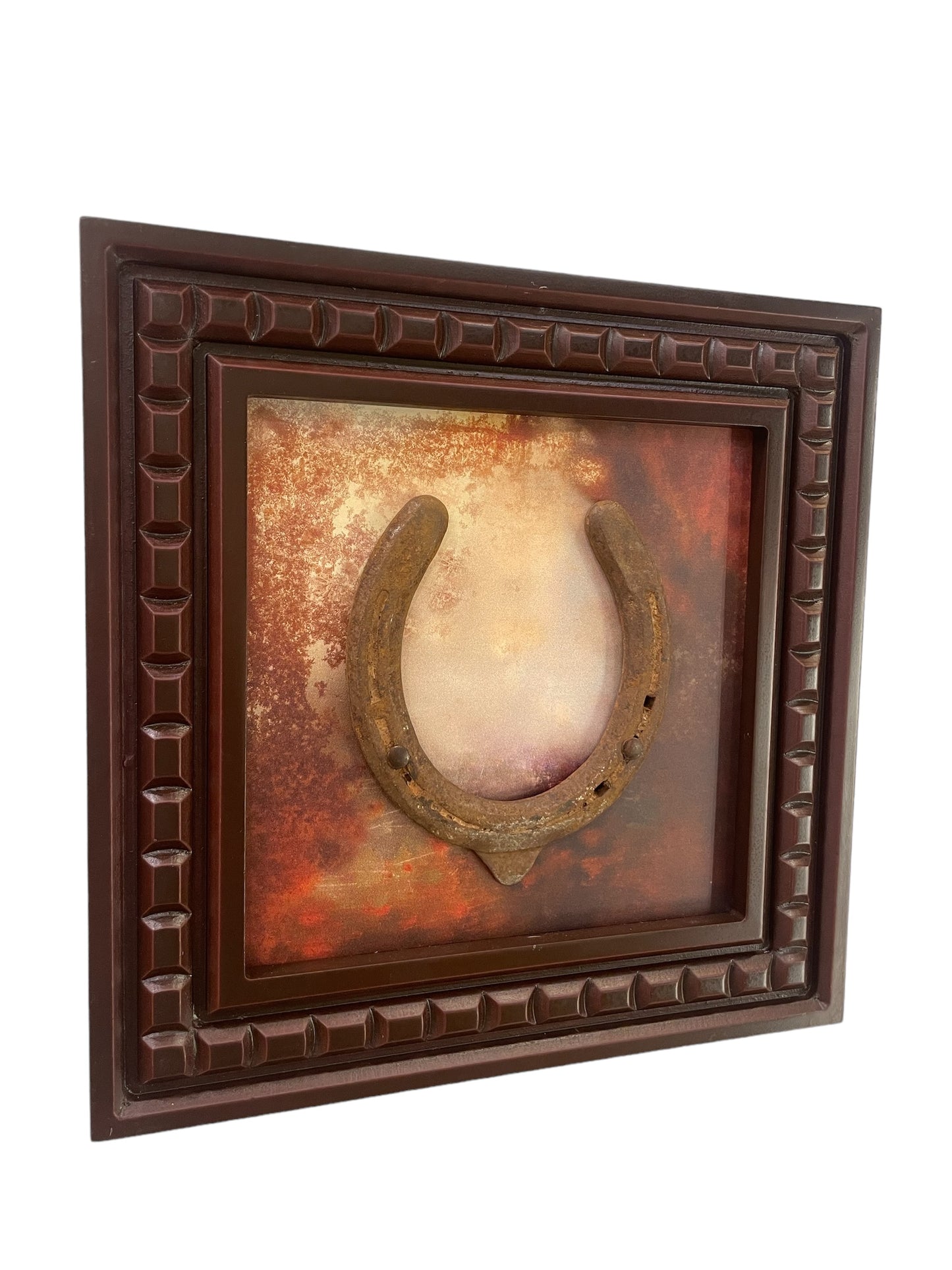 Good Luck Horseshoe with Abstract Painting Backdrop, Framed in Waterproof Engineered