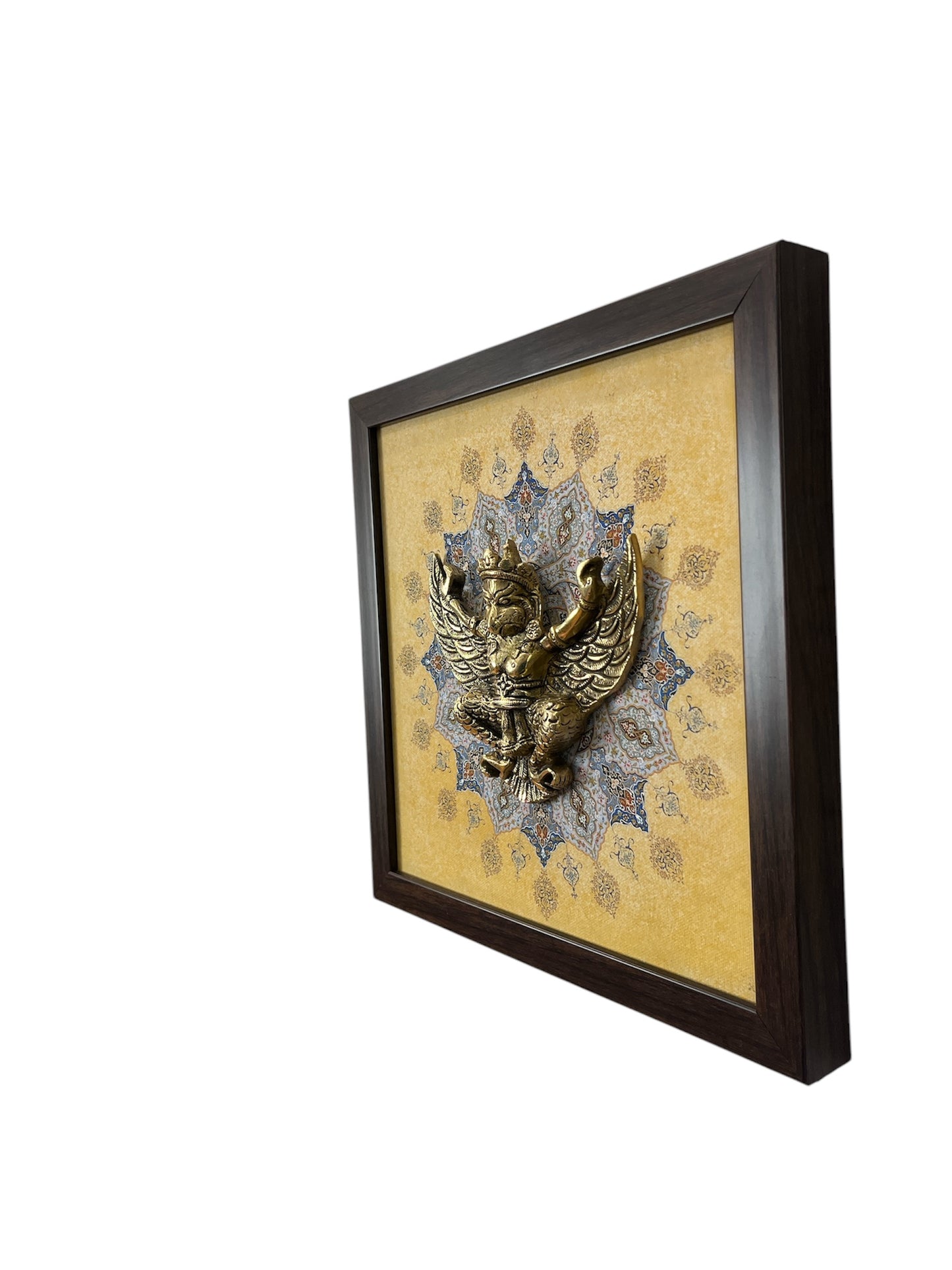 Garuda Brass with mandal backdrop in resin frame