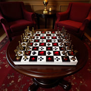 Chess Board - Deck Tile Pattern board with Vikings style Players marble dust