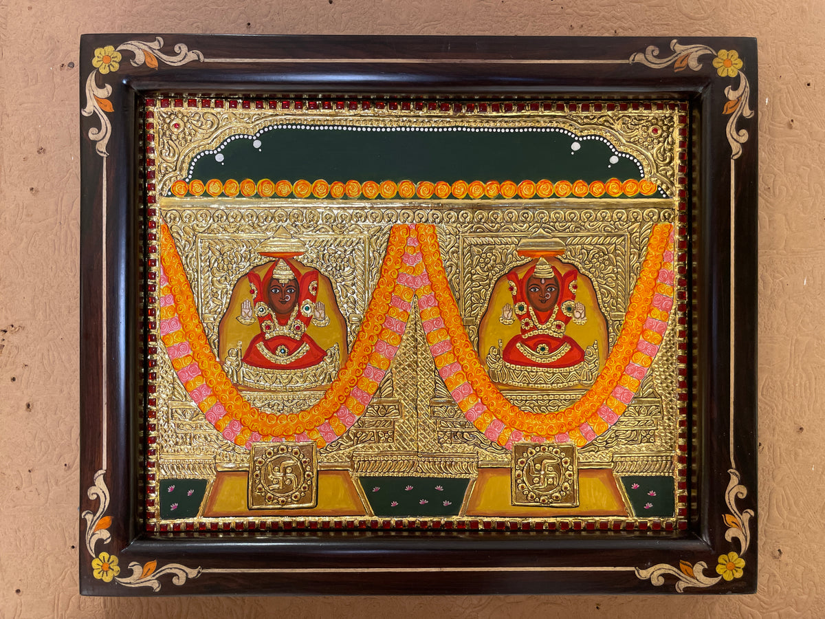 Shri Tida Gela Dhandhanwali Dadiji Tanjore Painting | Premium Rosewood Frame | Divine Wall Art by ESTUDIO
