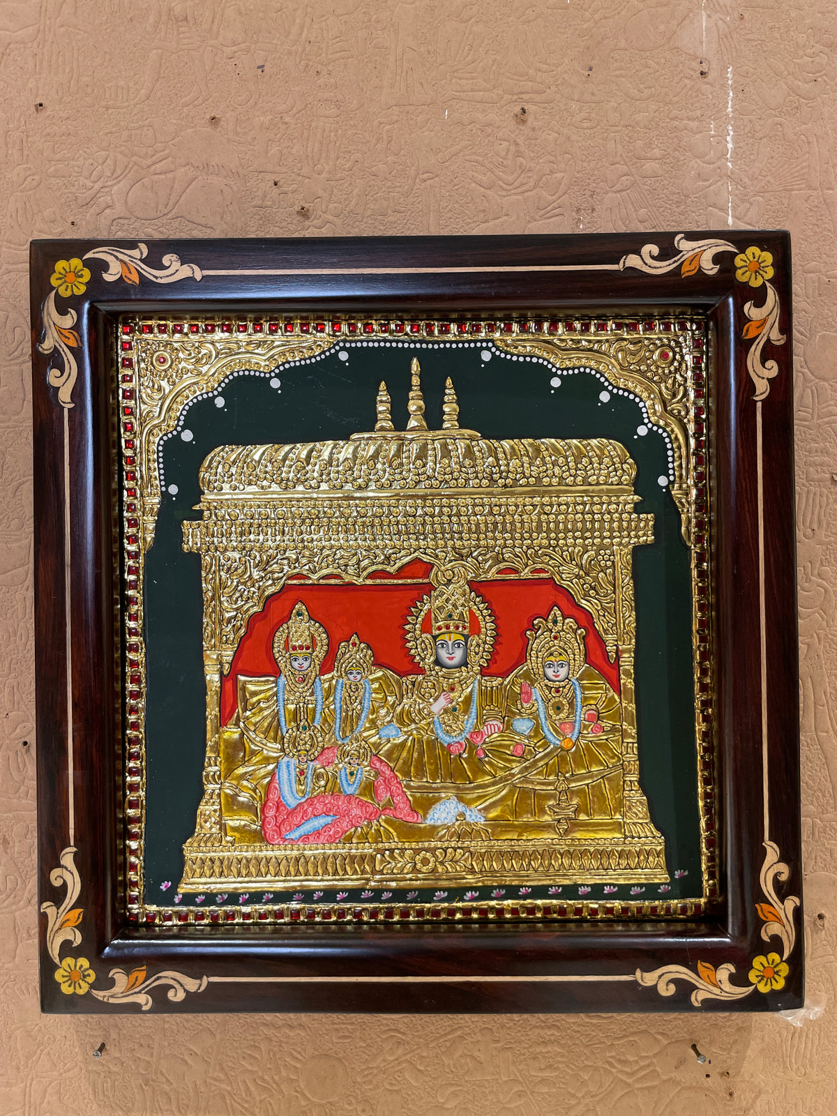 Shri Kanak Bhawan Original Hand-Painted Tanjore Painting | Premium Rosewood Frame | Divine Art by ESTUDIO