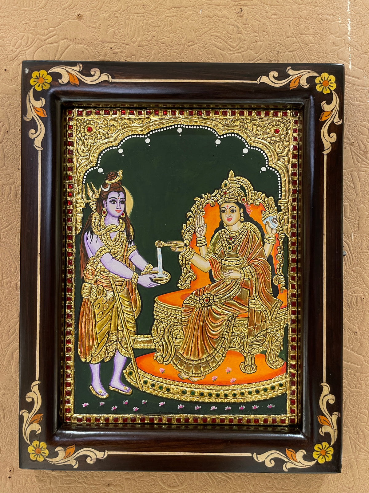 Annapurna Devi Original Hand-Painted Tanjore Painting | Premium Rosewood Frame | Goddess Annapoorna Divine Wall Art by ESTUDIO
