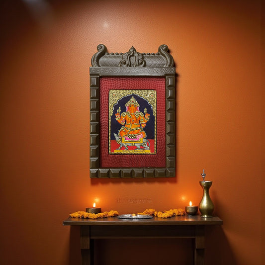 Shrishti Ganapati Tanjore Painting