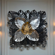 Gold & Black Monstera Leaf Wall Sculpture