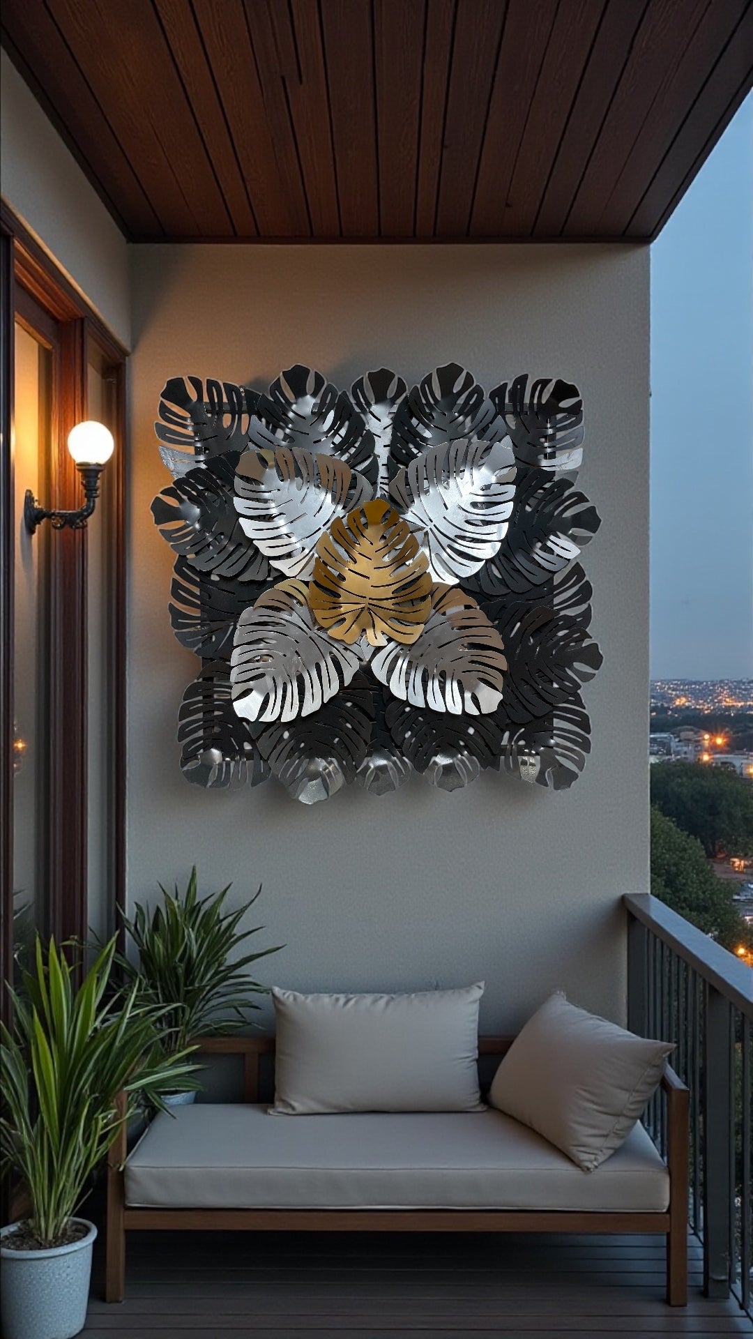 Gold & Black Monstera Leaf Wall Sculpture
