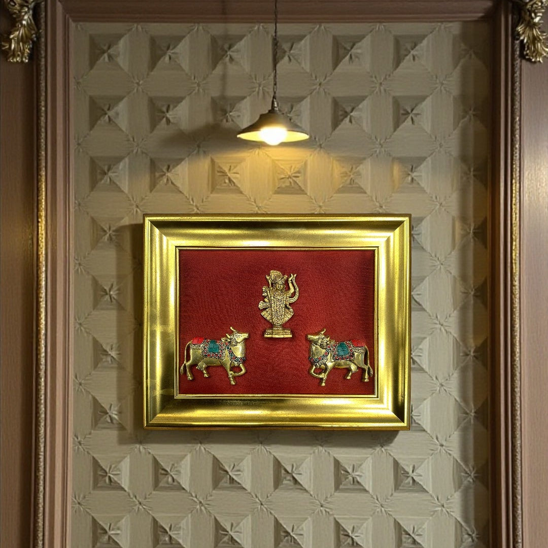 Shrinathji with Kamadhenu Red Wall Art