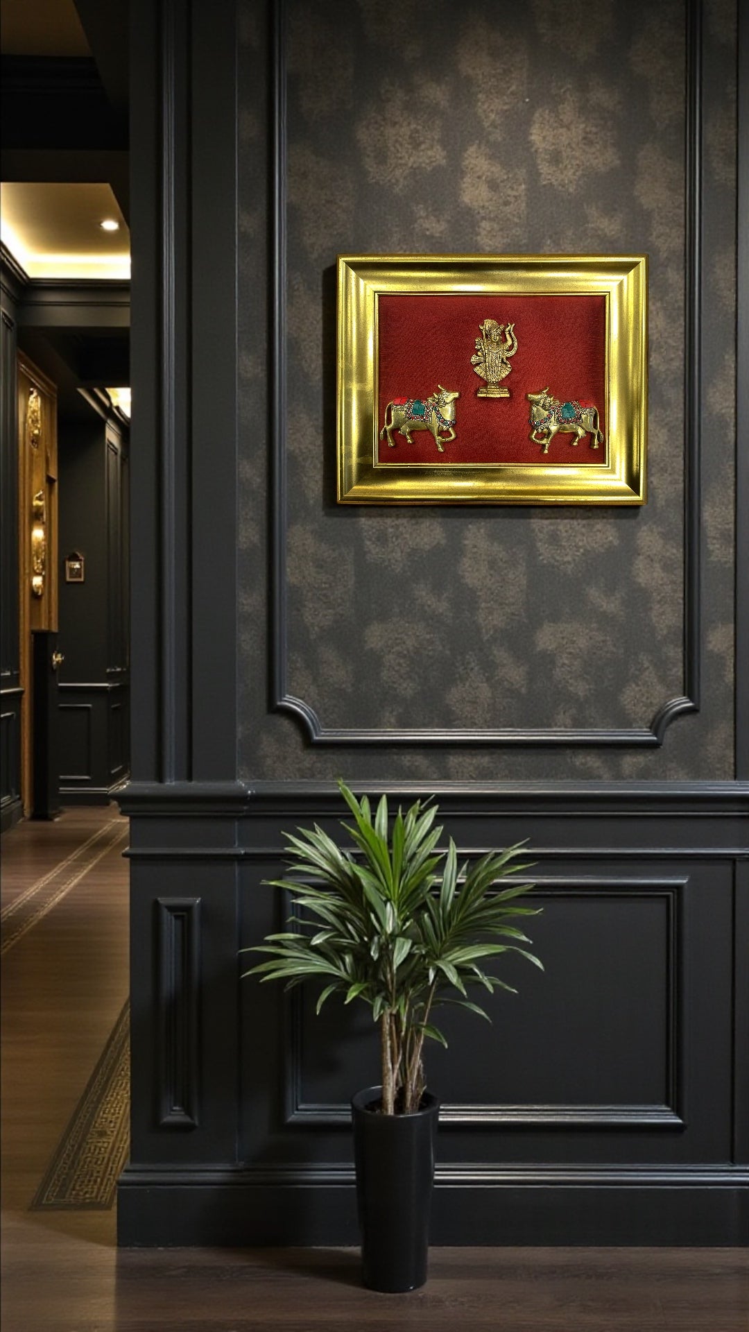 Shrinathji with Kamadhenu Red Wall Art