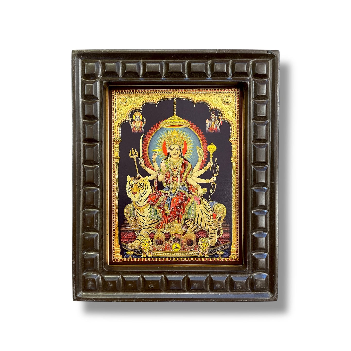 Durga Devi -6 Gold foiled artwork in wooden frame