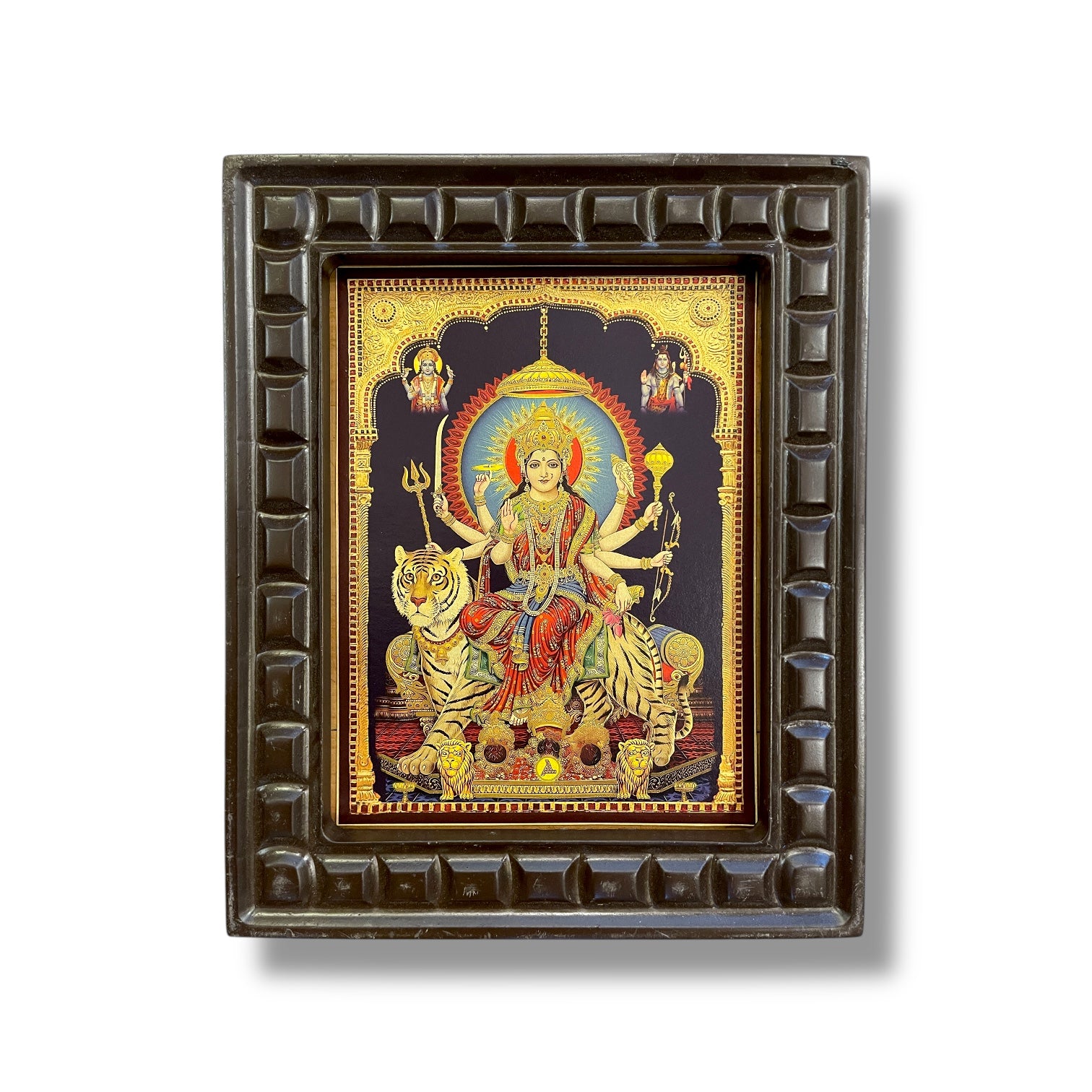 Durga Devi -7 Gold foiled artwork in wooden frame
