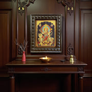 Durga Devi -7 Gold foiled artwork in wooden frame
