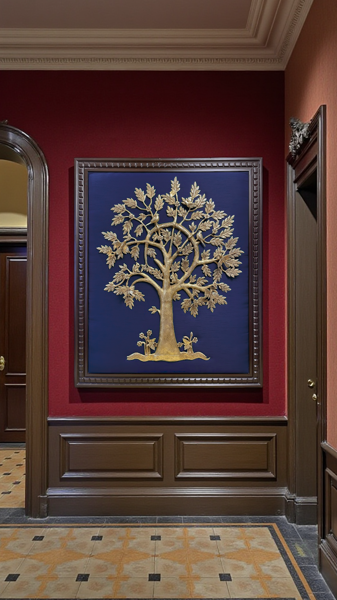 Royal Brass Flower of Life(Large Size Life Tree) Wall Art – Framed in Premium Wood.