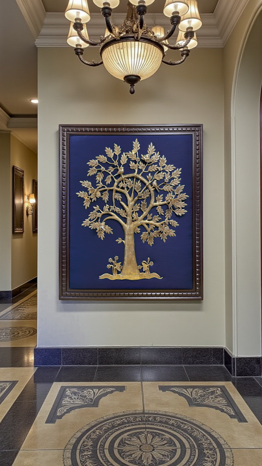 Royal Brass Flower of Life(Large Size Life Tree) Wall Art – Framed in Premium Wood.