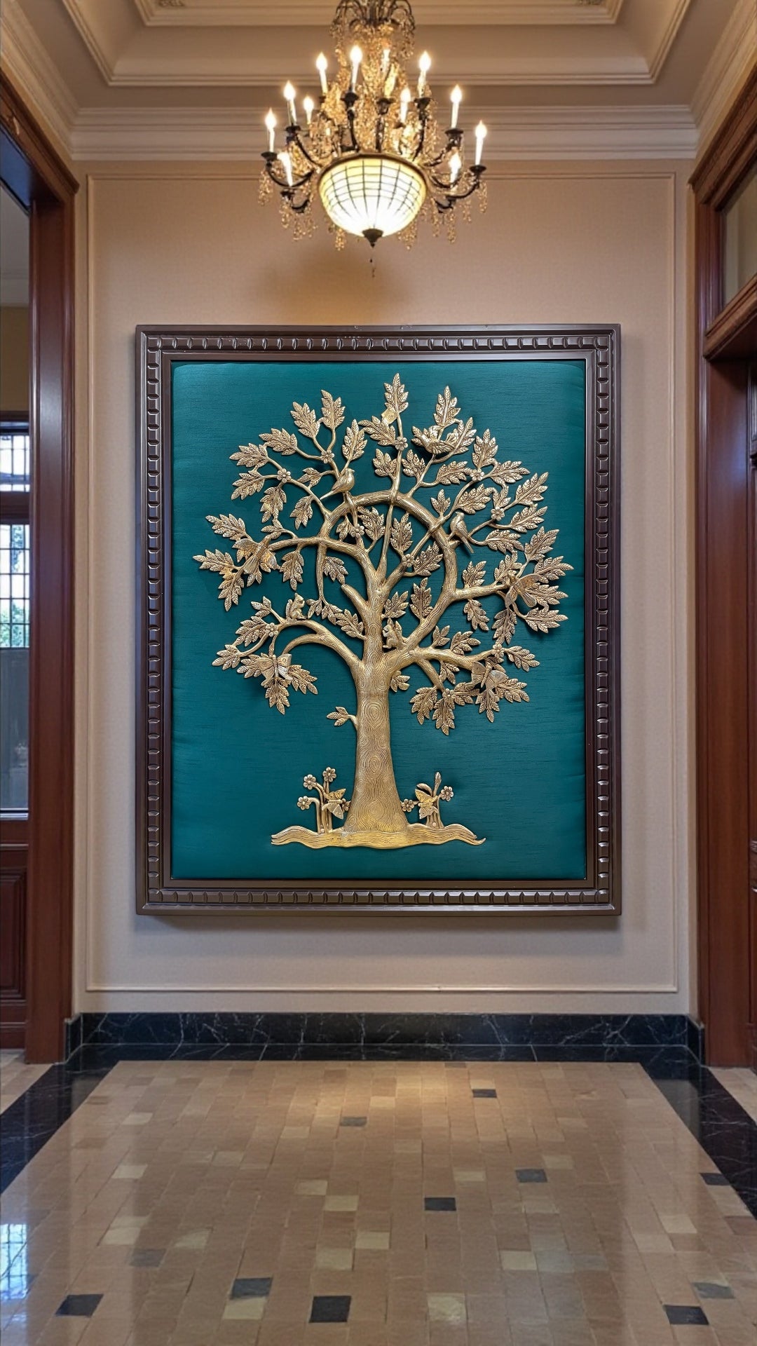 Royal Brass Flower of Life (Large Size Life Tree) Wall Art – Framed in Premium Wood