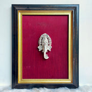 Sacred Ratna Kalash Ganesha on Red Wine Silk Elegance