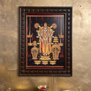 Guruvayurappan Gold Leafed Art With Wooden Frame