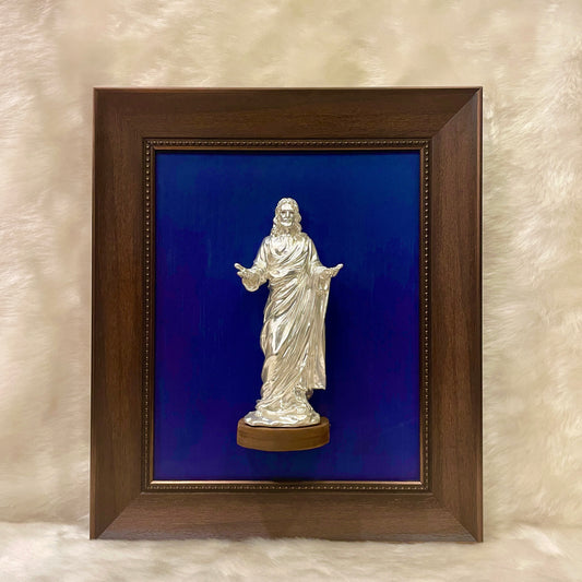 Jesus Christ Statue in Sterling Silver with Frame