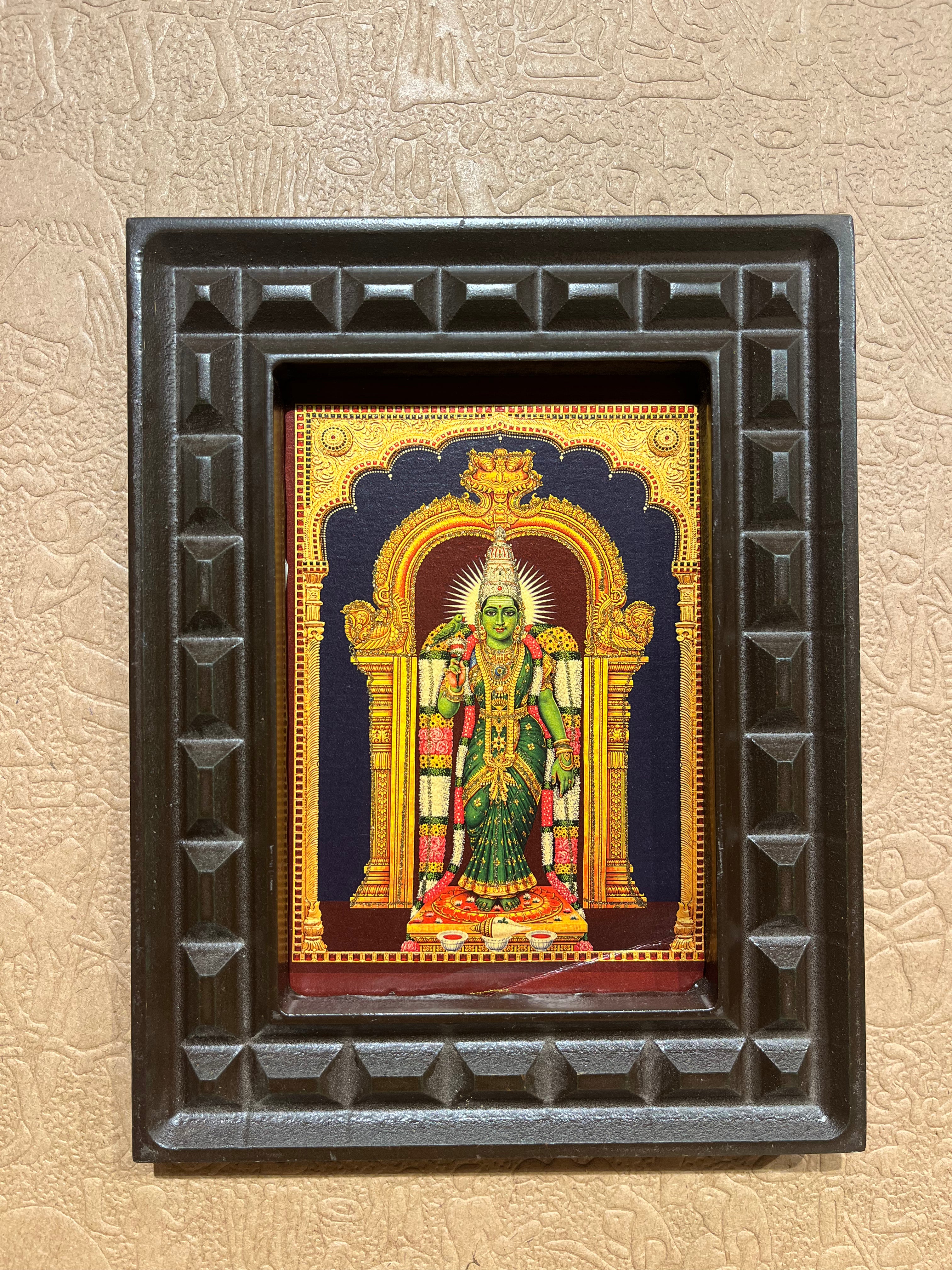Meenakshi Amman Wall Art | Premium Temple Frame for Luxury Pooja Room | Divine Hindu Home Decor by ESTUDIO