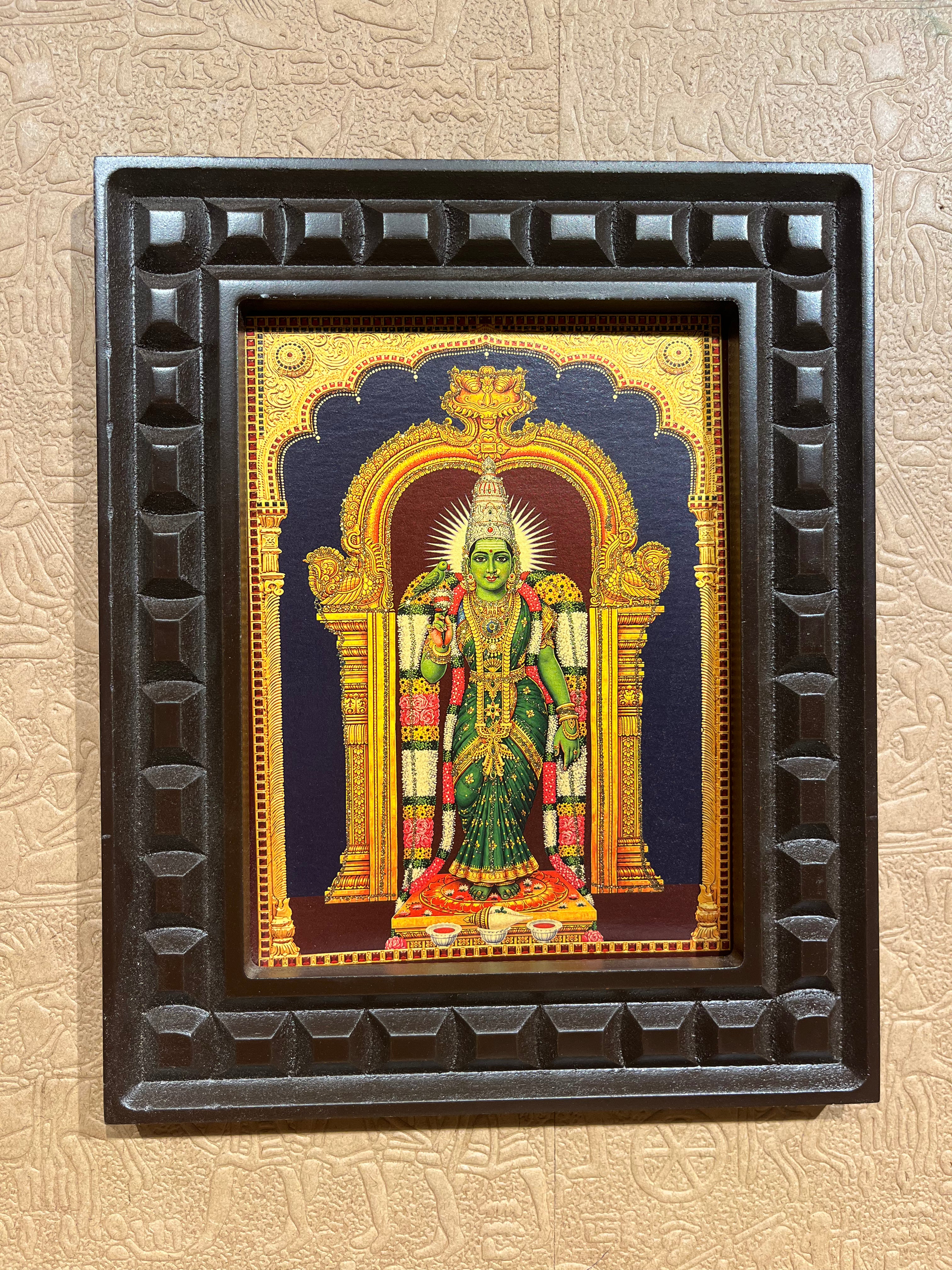 Meenakshi Amman Wall Art | Premium Temple Frame for Luxury Pooja Room | Divine Hindu Home Decor by ESTUDIO