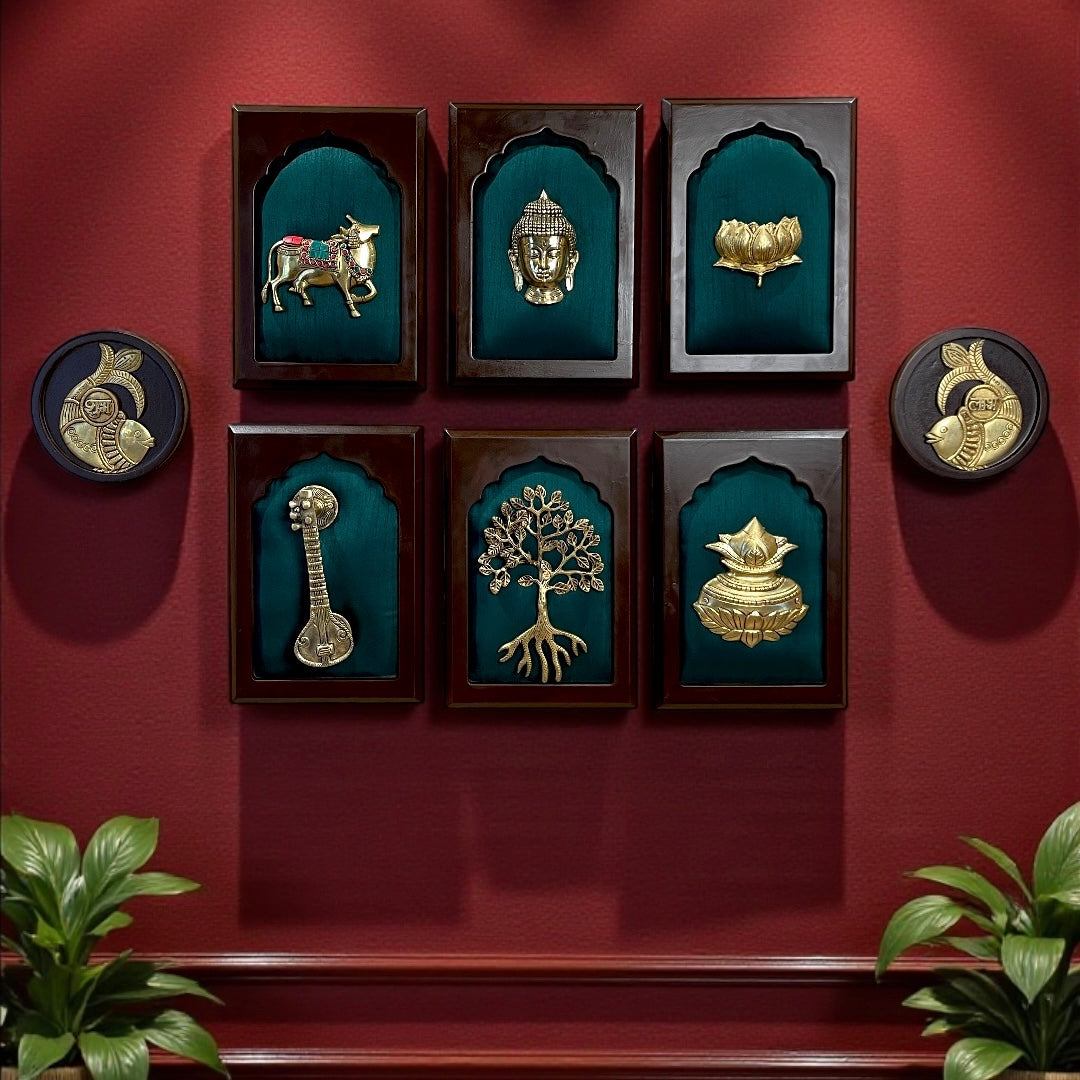 Brass Green Wall Art Set