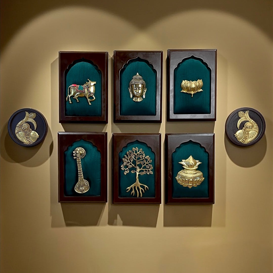 Brass Green Wall Art Set