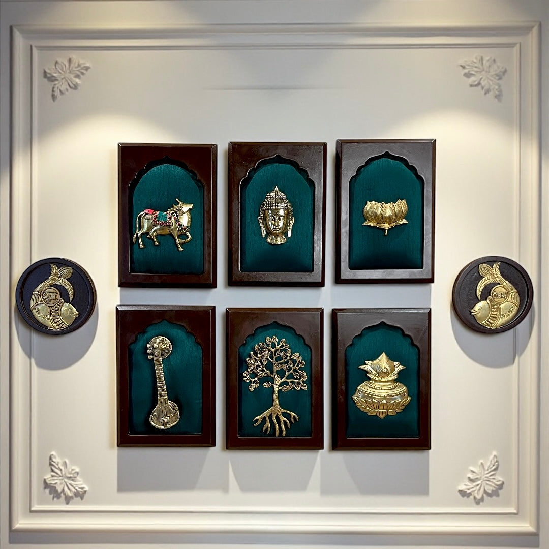 Brass Green Wall Art Set