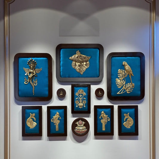 Brass Divine Wall Art Set with Sky Blue Backdrop by Estudio