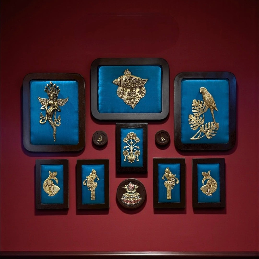 Brass Divine Wall Art Set with Sky Blue Backdrop by Estudio