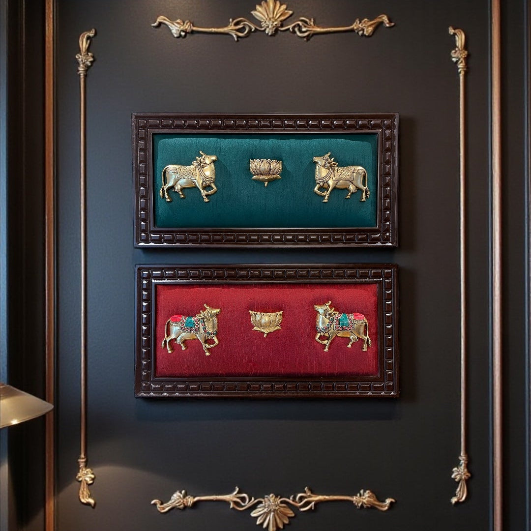 Brass Kamadhenu with Lotus – Symbol of Abundance & Prosperity