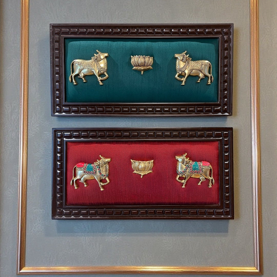 Brass Kamadhenu with Lotus – Symbol of Abundance & Prosperity