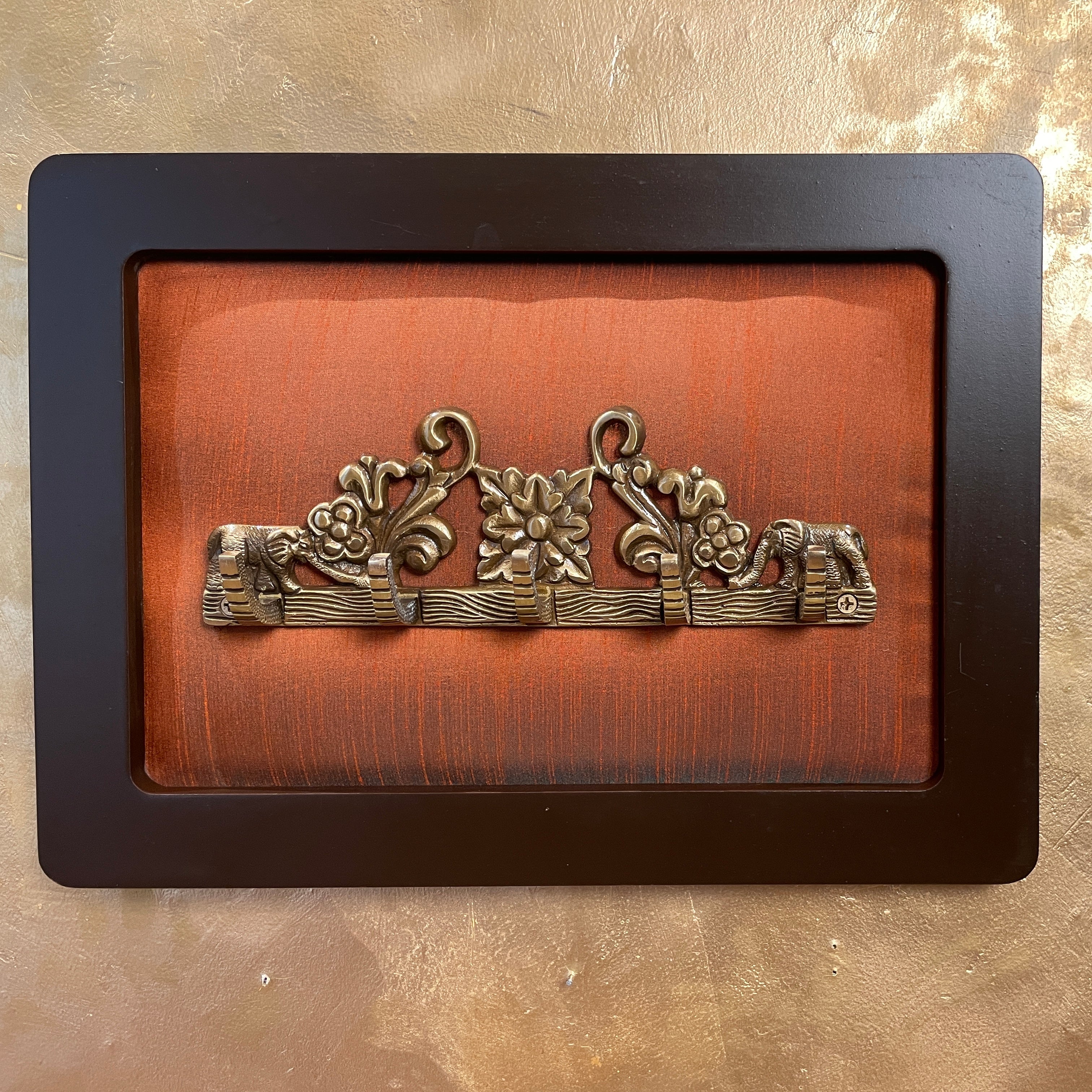 Key Hanger, Pure Brass Designer Key Hangers  with Silk Backdrop