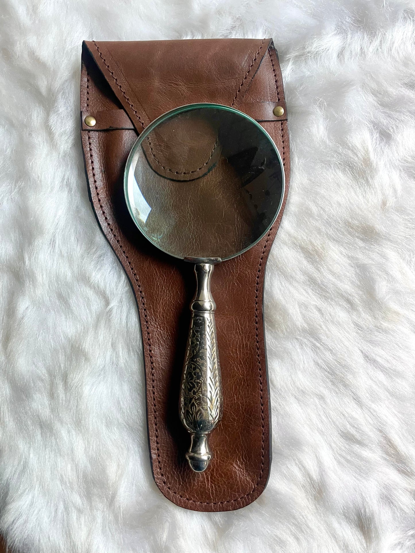 Antique Magnifying Glasses with Leather Bag-3