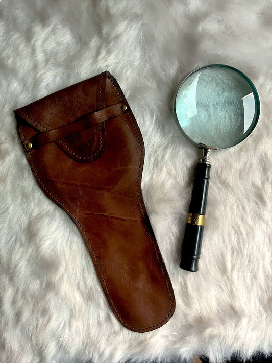 Antique Magnifying Glasses with Leather Bag-2