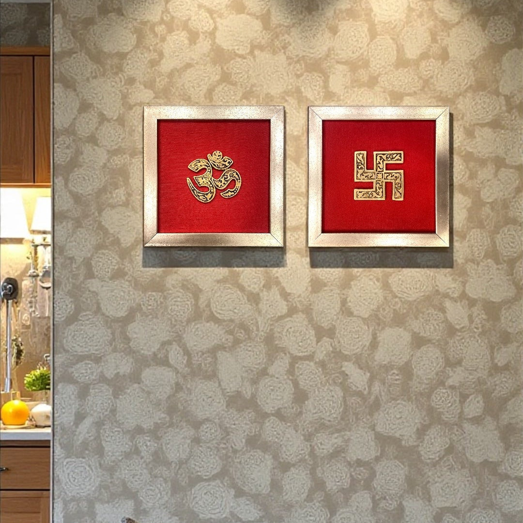 Brass Om & Swastik Frames -Auspicious Symbols, Infinite Colours