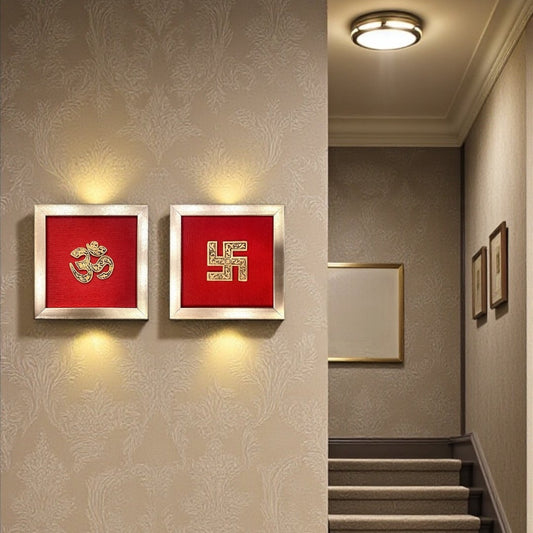 Brass Om & Swastik Frames -Auspicious Symbols, Infinite Colours