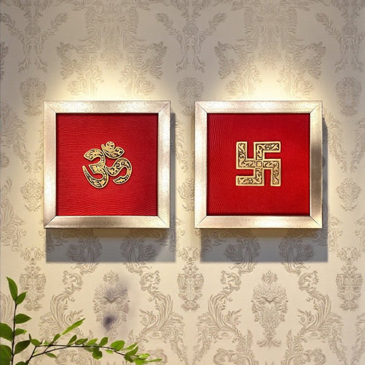 Brass Om & Swastik Frames -Auspicious Symbols, Infinite Colours